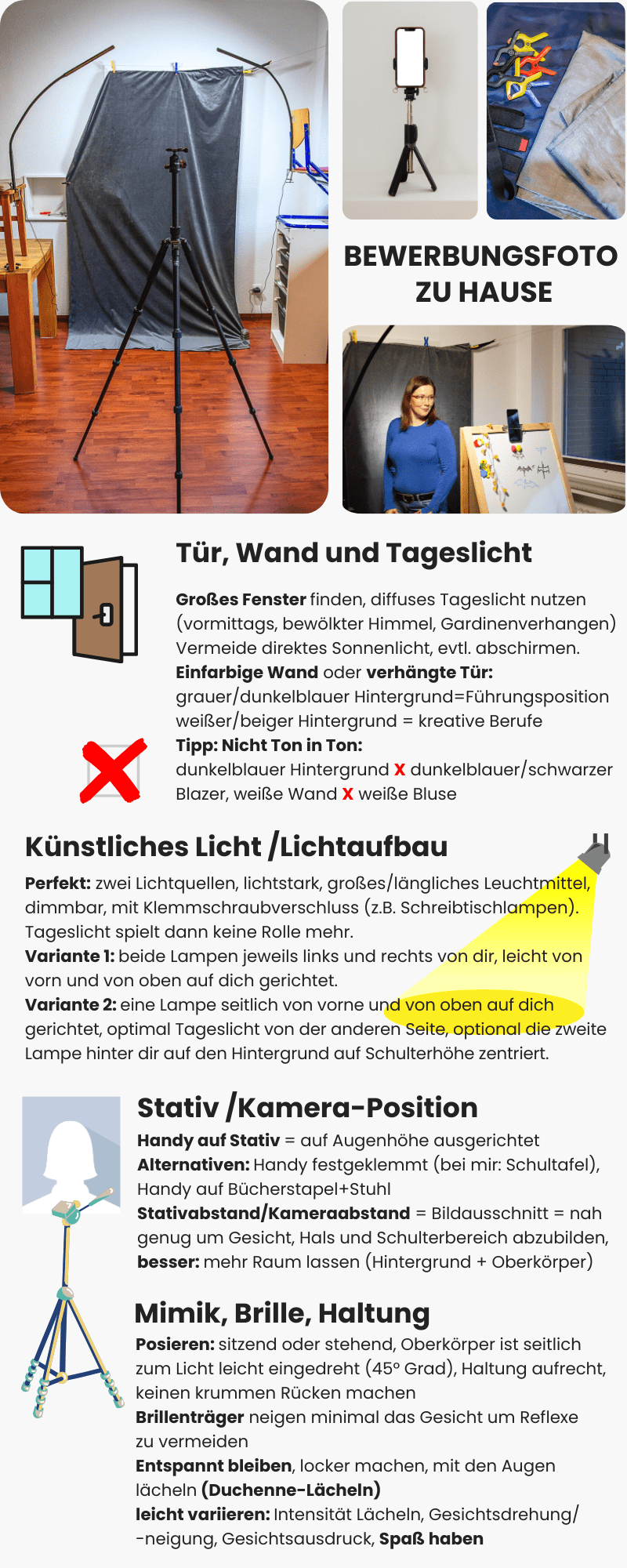 Bewerbungsfoto zu Hause selber machen mit dem Handy